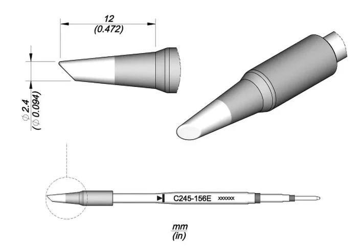 JBC TOOLS Pico cono truncado 2,4mm C245156E JBC TOOLS Pico cono truncado 2,4mm C245156E