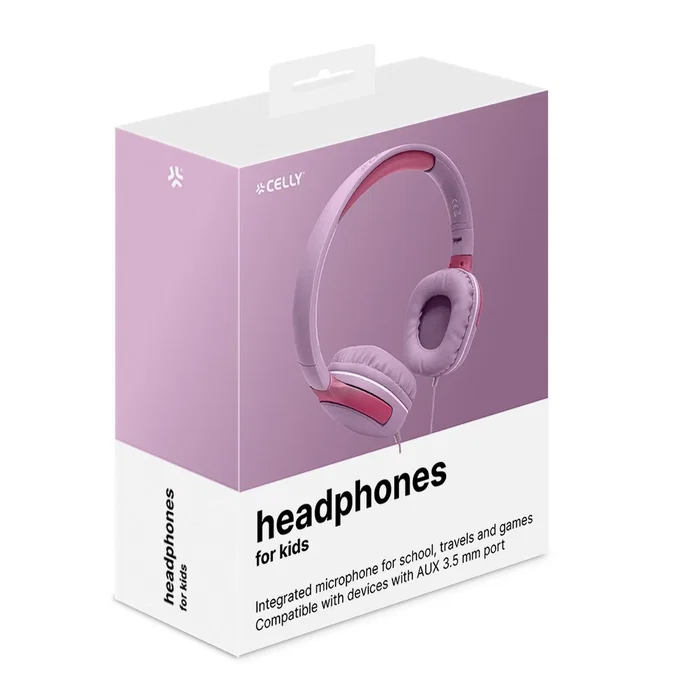 KidsBeat2 Auriculares Diadema Alámbrico para Niños, Modelo KIDSBEAT2 - Límite de Volumen 85 dB, Micrófono Integrado, Plegables, Rosa