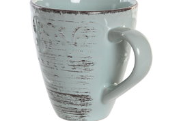 DKD Home Decor Mug Tradicional Azul 13 x 10.5 x 13 cm (12 Unidades) Gres 400 ml