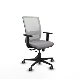 PIQUERAS Y CRESPO Silla de oficina Haches con mecanismo Sincro/Traslack, Gris y Blanco