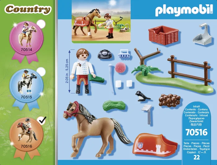 Playmobil 70516 Figura de Juguete Country - Set de 22 Piezas para Niños de 4 Años, Pony Connemara, Multicolor