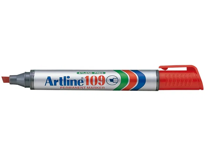 Rotulador Artline Marcador Permanente 109 Rojo Punta Biselada 12 unidades