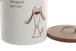 DKD Home Decor Cubos Básicos para Comida de Perro, 27.5 x 37 x 27.5 cm, 16 Litros, Set de 4 Unidades, Blanco y Terracota