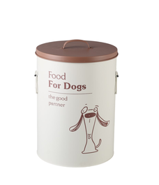 DKD Home Decor Cubo Metálico de 16L Blanco para Comida de Perro
