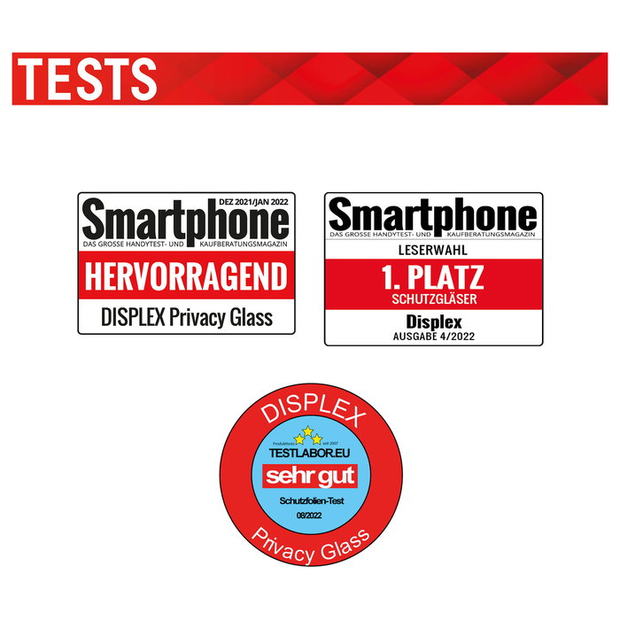 Displex DISPLEX Privacy 10H Full Cover Protector de Pantalla de Vidrio Templado para Apple iPhone 13/13 Pro/14/16e/17e, Filtro Privacidad, Anti-Rayones, Aplicación en Seco