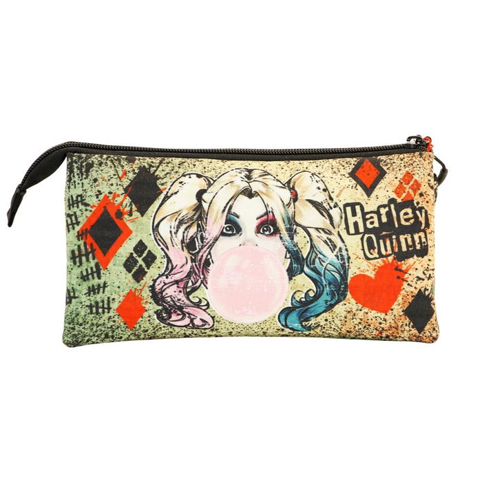 DC Comics Harley Quinn Estuche Portatodo Triple Mad Love Beige Ripstop