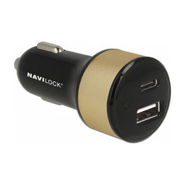 Navilock Adaptador de carga para coche con 1 x USB Type-C + 1 x USB Type-A