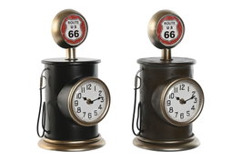DKD Home Decor Reloj de Sobremesa Metal Gasoline Surtido de 2 Unidades