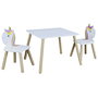 Home Deco Kids Conjunto Mesa y 2 Sillas Infantil Unicornio Licorne 55x55x43 cm Mesa, 28x28x51 cm Silla
