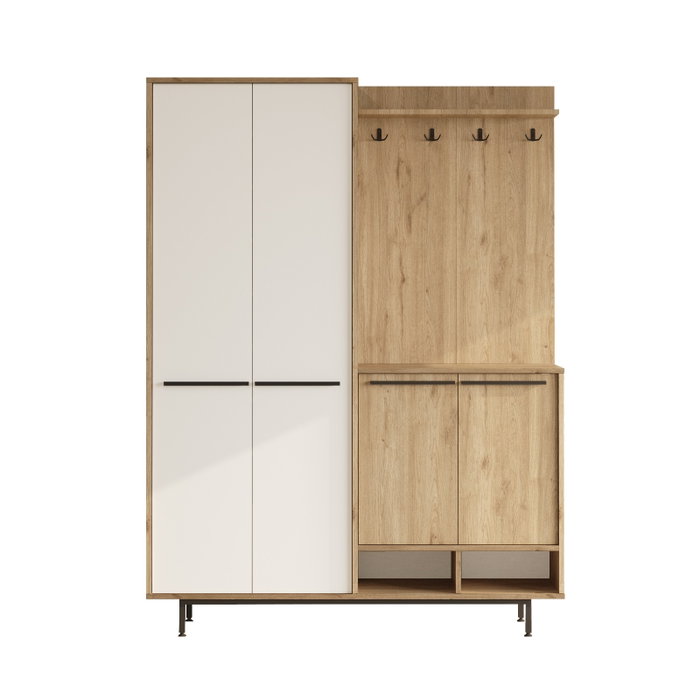 Hanah Home OS1-SW Recibidor Roble y Blanco 147.4x195.6x35.5cm Organizador Entrada Hanah Home OS1-SW Recibidor Roble y Blanco 147.4x195.6x35.5cm Organizador Entrada