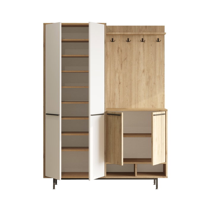 Hanah Home OS1-SW Recibidor Roble y Blanco 147.4x195.6x35.5cm Organizador Entrada Hanah Home OS1-SW Recibidor Roble y Blanco 147.4x195.6x35.5cm Organizador Entrada