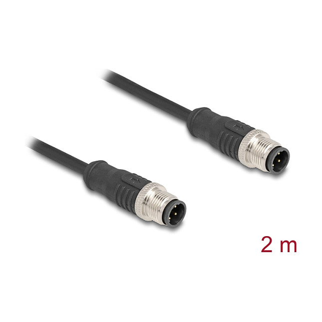 DeLOCK Cable M12 codificado D 4 pin macho a macho PVC 2 m
