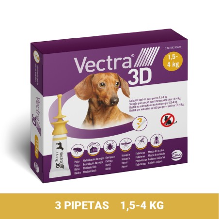 Vectra 3D Spot-On para Perros 1,5-4kg, 3 Pipetas