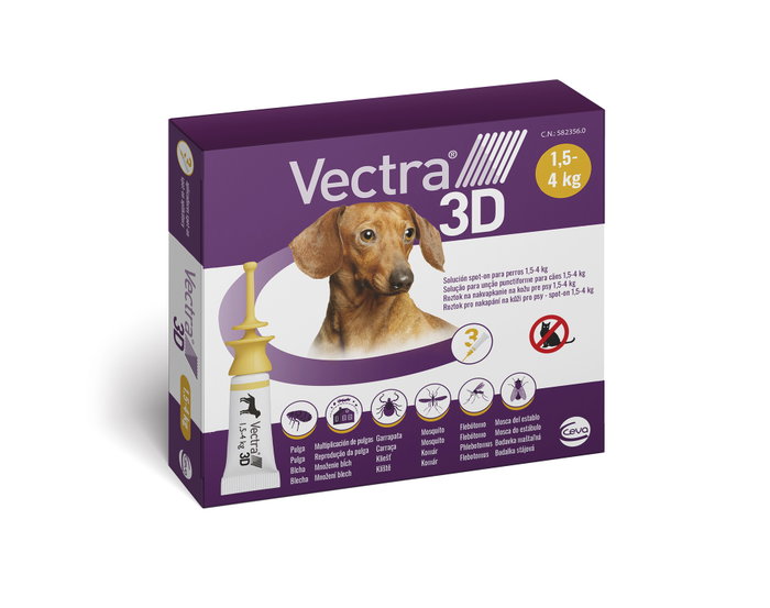 Vectra 3D Spot-On para Perros 1,5-4kg, 3 Pipetas