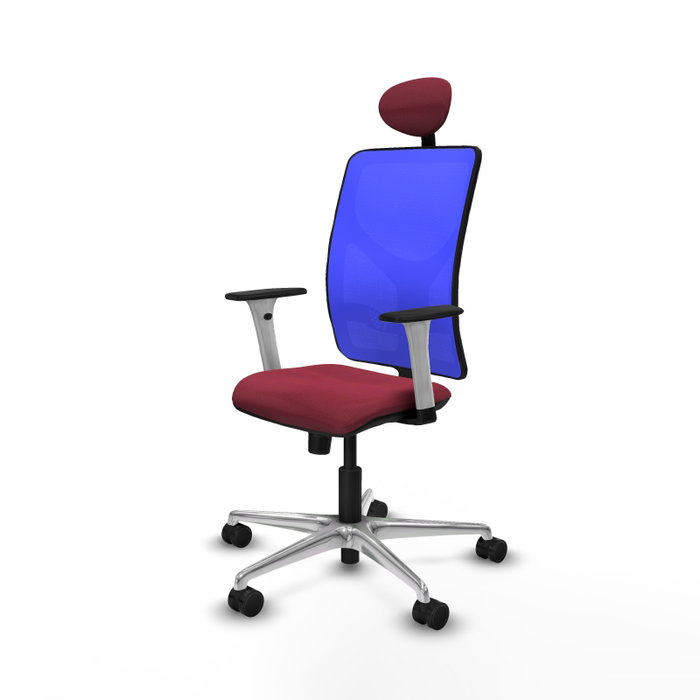 PIQUERAS Y CRESPO Silla de oficina Motilla con mecanismo Sincro, Tela Granate y Malla Azul PIQUERAS Y CRESPO Silla de oficina Motilla con mecanismo Sincro, Tela Granate y Malla Azul