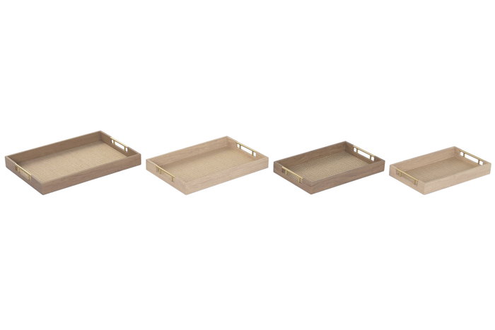 DKD Home Decor Set de 4 Bandejas de Madera Marrón y Natural 52x36x5,5 cm DKD Home Decor Set de 4 Bandejas de Madera Marrón y Natural 52x36x5,5 cm