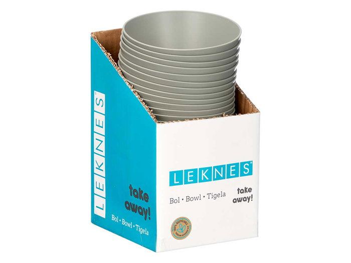 Leknes Bol Cónico Pequeño Gris 650 ml 14.8 x 6.8 x 14.8 cm Plástico PP (Set de 24)