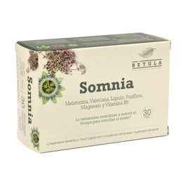 Betula SOMNIA 30 cápsulas - Complemento con melatonina, valeriana, lúpulo, pasiflora, magnesio y vitamina B6