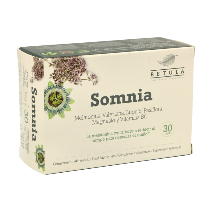 Betula SOMNIA 30 cápsulas - Complemento con melatonina, valeriana, lúpulo, pasiflora, magnesio y vitamina B6 Betula SOMNIA 30 cápsulas - Complemento con melatonina, valeriana, lúpulo, pasiflora, magnesio y vitamina B6