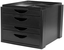 Modulo Olef 4 Cajones Mixtos (2 Grandes + 2 Pequeños) Color Negro
