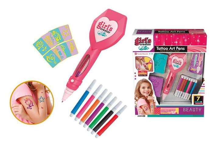 Set tatuajes con rotuladores, incluye plantillas