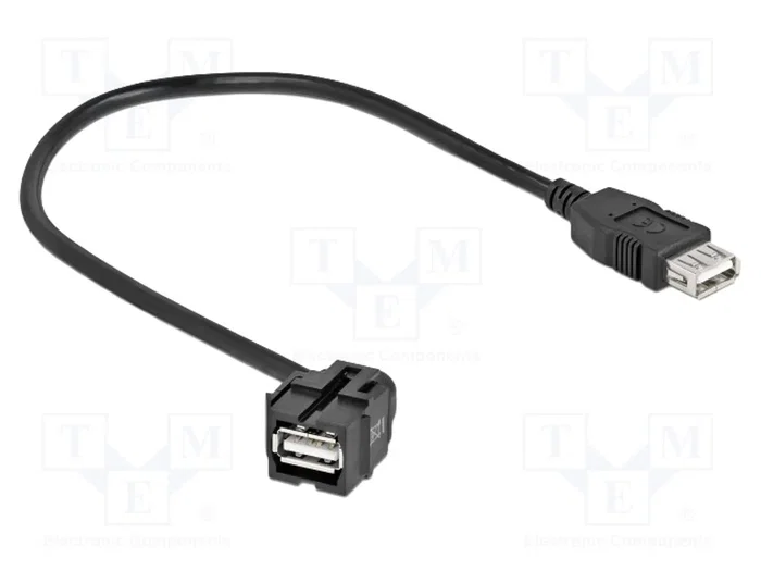 DeLOCK Módulo Keystone USB 2.0 A hembra 250° negro con cable DeLOCK Módulo Keystone USB 2.0 A hembra 250° negro con cable