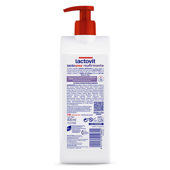 Lactovit Lacto-Urea Reparadora Leche Corporal Reafirmante - Repara y Reafirma Piel Seca 400 ml