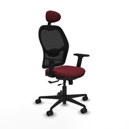 PIQUERAS Y CRESPO Silla de oficina Jorquera con mecanismo Sincro/Traslack, Granate y Negro