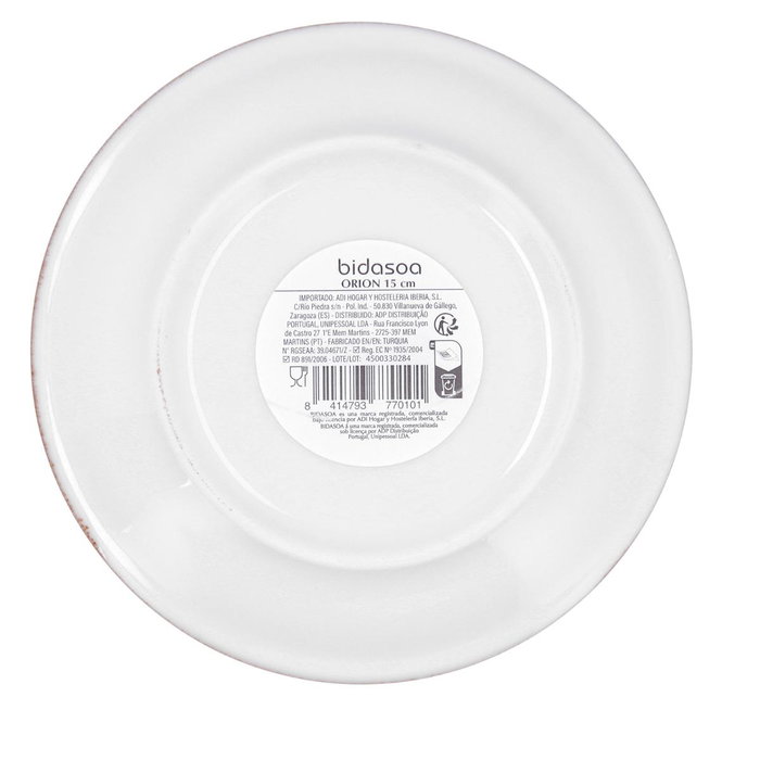 Bidasoa Plato Pan Orion Hydrozero 15 cm (6 Unidades) Blanco