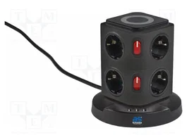 AS SCHWABE Prolongador de alimentación con 11 tomas y 3 USB A, 2m