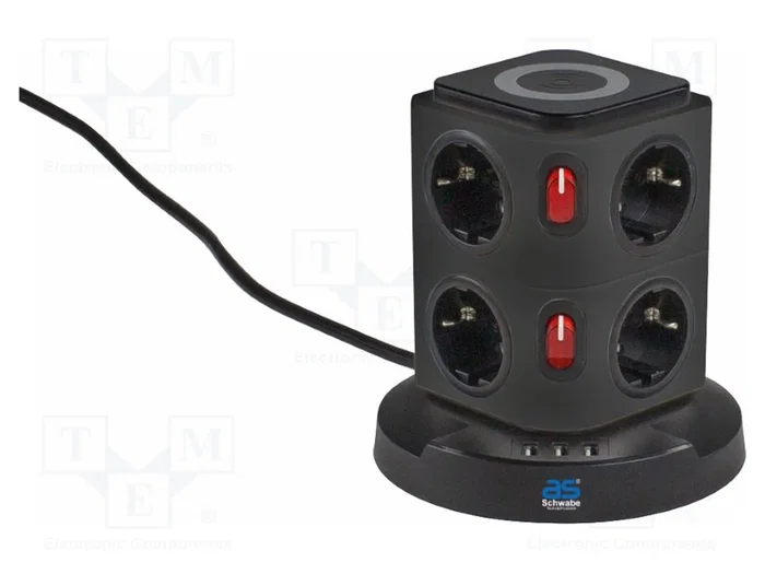 AS SCHWABE Prolongador de alimentación con 11 tomas y 3 USB A, 2m AS SCHWABE Prolongador de alimentación con 11 tomas y 3 USB A, 2m