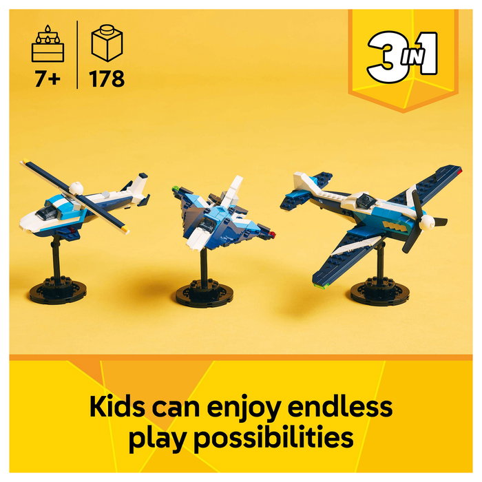 Lego 31160 Avión 3 en 1: Avión de Carreras - Set de Construcción para Niños de 7 Años