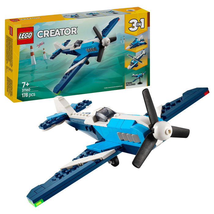 Lego 31160 Avión 3 en 1: Avión de Carreras - Set de Construcción para Niños de 7 Años
