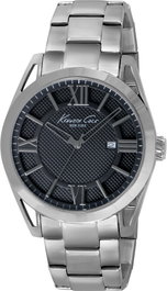 Kenneth Cole IKC9372 con esfera negra y correa de plata
