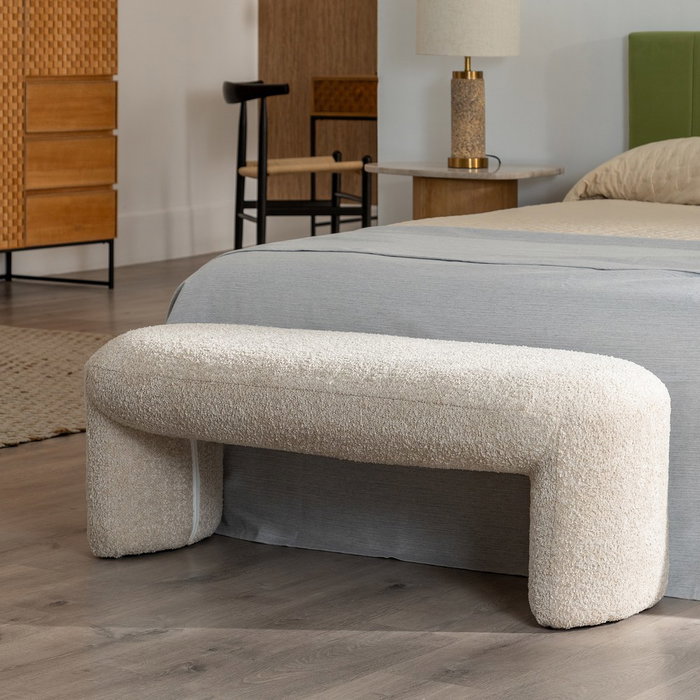 Banqueta Beige Tejido Salón 110 X 45 X 40 cm