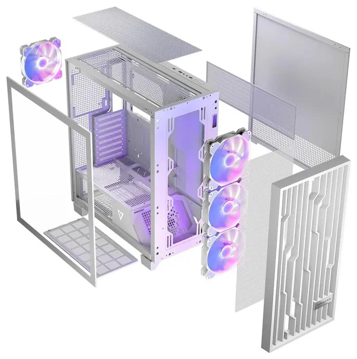 Modecom Volcano Perun Apex ARGB Midi Tower Blanca para PC Gaming, ATX, USB 3.0, USB-C