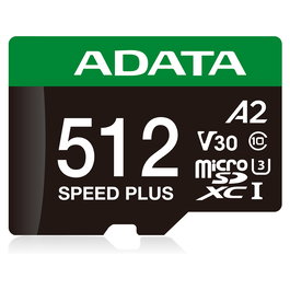 ADATA Speed Plus microSDXC Tarjeta de Memoria 512 GB UHS-I U3 V30 A2 Class 10 - 180 MB/s Lectura, 160 MB/s Escritura