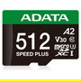 ADATA Speed Plus microSDXC Tarjeta de Memoria 512 GB UHS-I U3 V30 A2 Class 10 - 180 MB/s Lectura, 160 MB/s Escritura