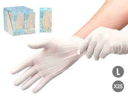 Arte Regal Set 25 Guantes de Nitrilo Blancos Talla L No Alérgicos 11x22x4 cm (Set de 12)