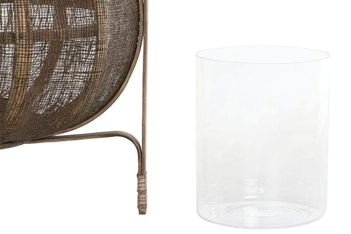 DKD Home Decor Portavela Tropical Marron Bambu Lino 35 x 47 x 35 cm