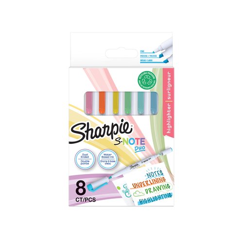 Sharpie S-Note Duo Rotuladores Creativos de Doble Punta, 8 Unidades Surtidas