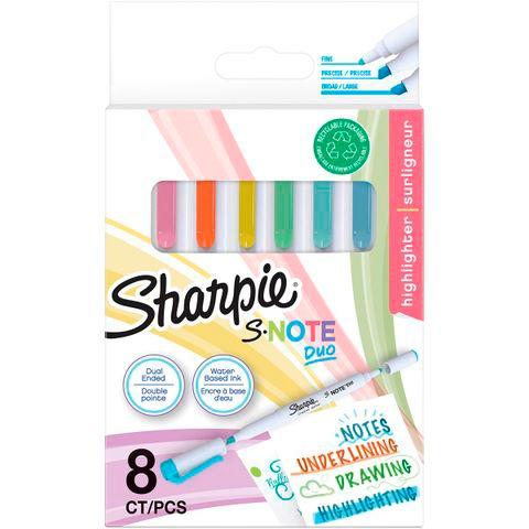 Sharpie Rotuladores Creativos S-Note Duo C-Surtidos Estuche 8 Ud - Marcador y Resaltador de Doble Punta