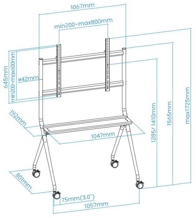 Tooq iSTAND Soporte de Suelo con Ruedas para Pantallas 50-86 pulgadas Gris Tooq iSTAND Soporte de Suelo con Ruedas para Pantallas 50-86 pulgadas Gris