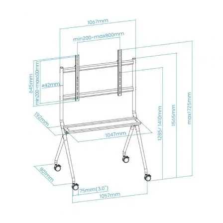 TooQ Soporte de Suelo con Ruedas FS20205M-B para TV de 50-86" hasta 120kg