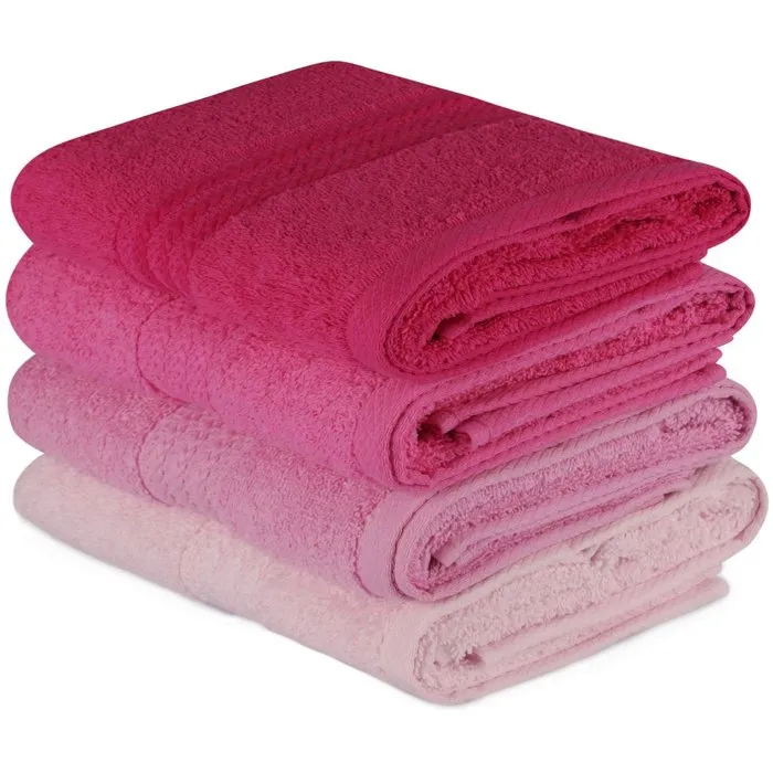 Aucune Juego de 4 toallas de mano - 50 x 90 cm - Rosa Aucune Juego de 4 toallas de mano - 50 x 90 cm - Rosa