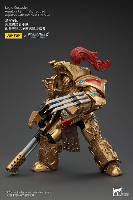Warhammer The Horus Heresy Figura 1/18 Legio Custodes Aquilon Terminator Squad Aquilon with Infernus Firepike 14 cm