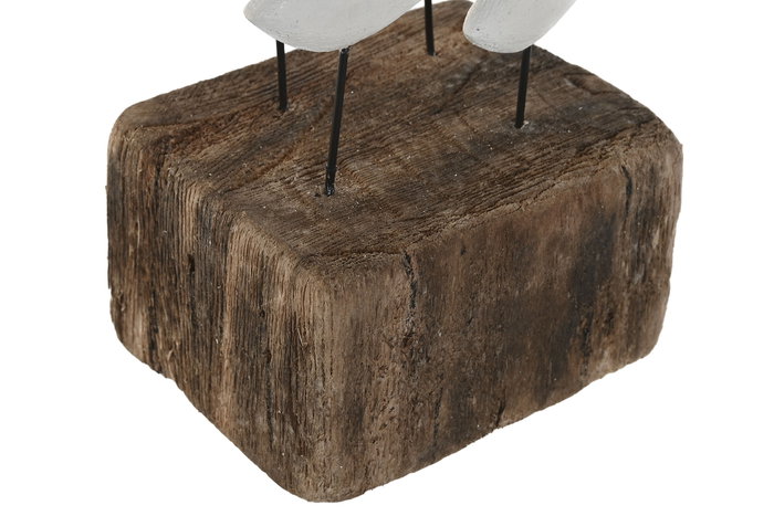 DKD Home Decor Decoración Paulownia Natural y Blanco 12,5x9x18 cm DKD Home Decor Decoración Paulownia Natural y Blanco 12,5x9x18 cm