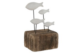 DKD Home Decor Decoración Paulownia Natural y Blanco 12,5x9x18 cm