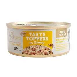 Applaws Lata Topper Pollo Y Ternera En Salsa Para Perro, Alimento Húmedo Sin Cereales, 12 Latas x 156 gr