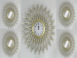 DKD Home Decor Set de 5 Relojes Decorativos con Espejo 50x50cm Surtido